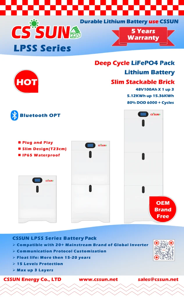 ·022 Cssun Lpss Series Slim Stackable Brick Lifepo4 Batteries