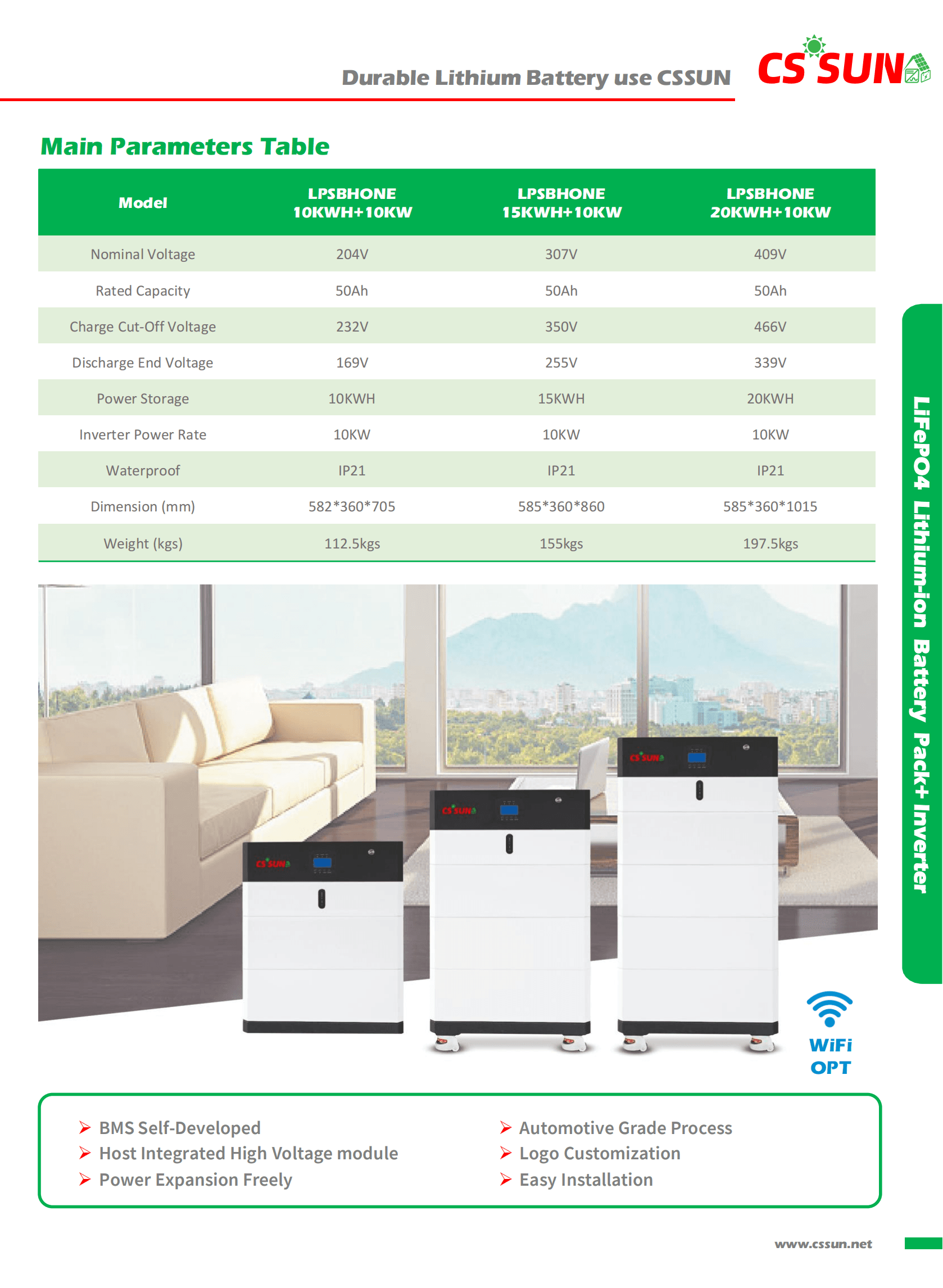 207 CSSUN LPSBONE All-In-One ESS High Voltage Stackable Brick