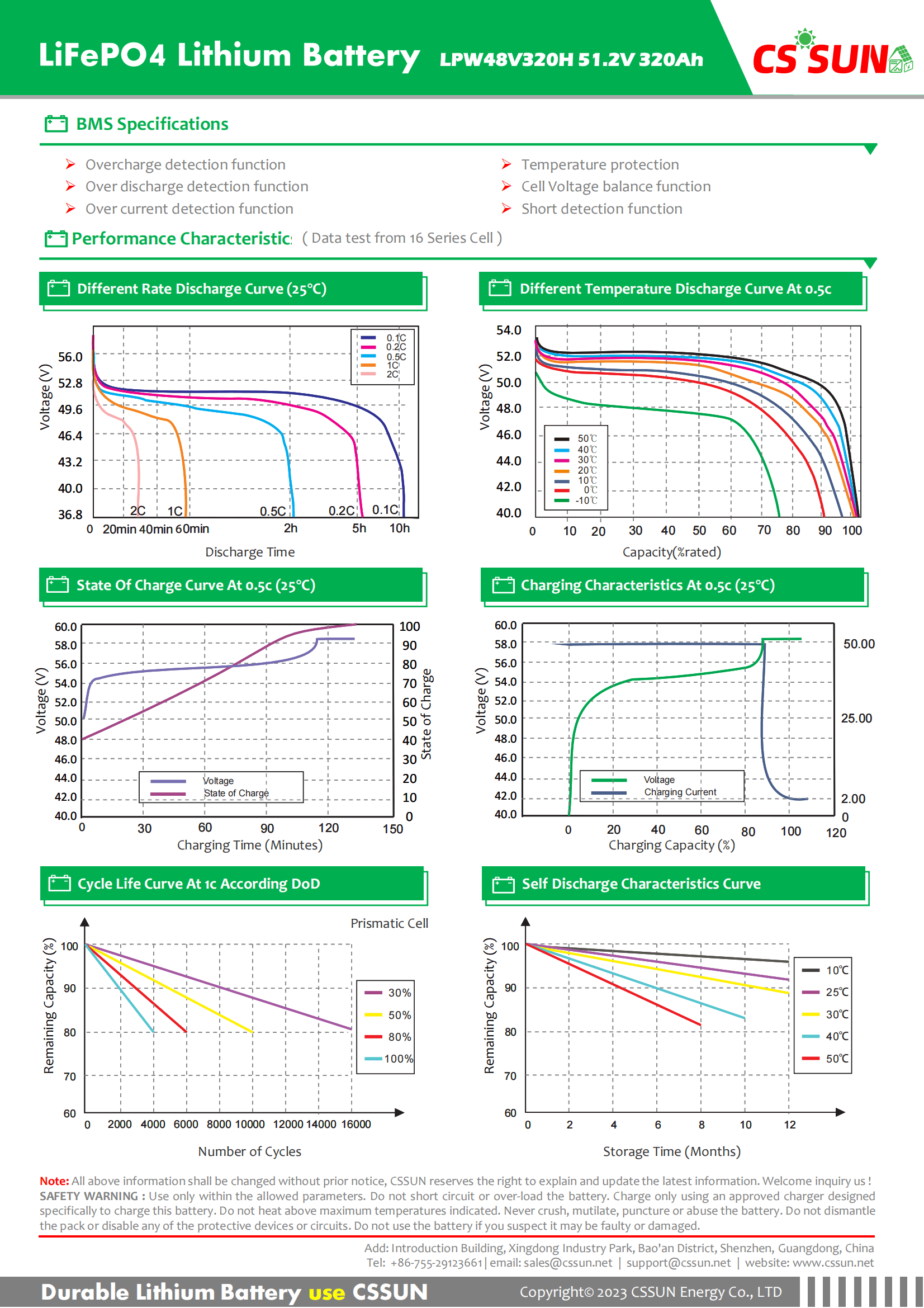 CSSUN LPW48V320H 51.2V320Ah Power Wall LifePO4 Battery