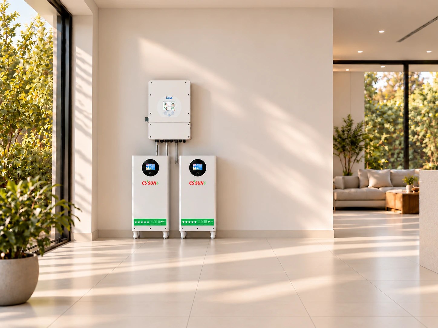 CSSUN LPUS batteries and inverter in a modern home